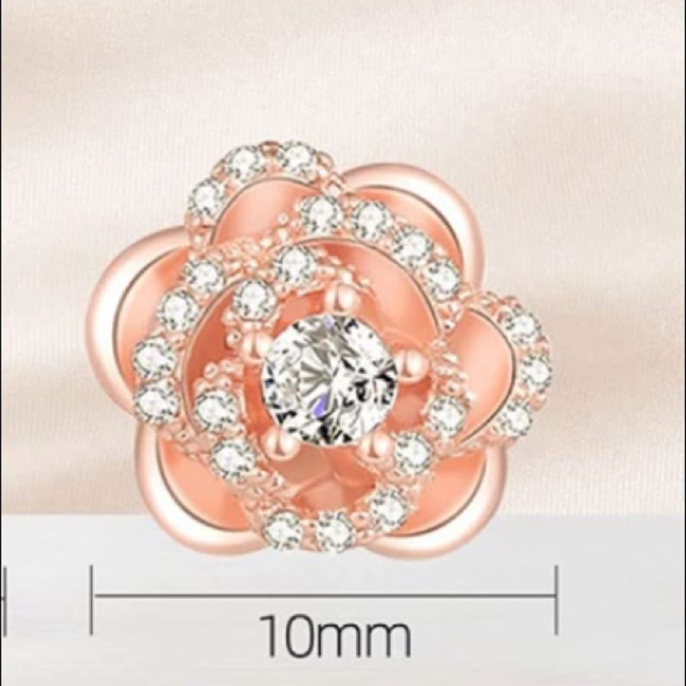 Diamond Beauty and the Beast Enchanted Rose Earrings - Picture 5 of 5